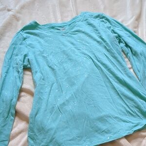 Cat & Jack Aqua Glittery Long Sleeve